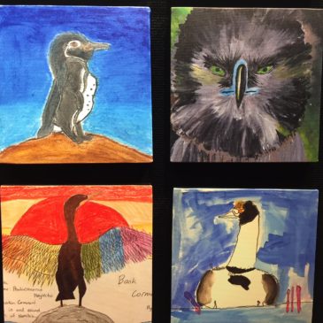 A small selection of the bird art in Silent Skies Student Mural Project.