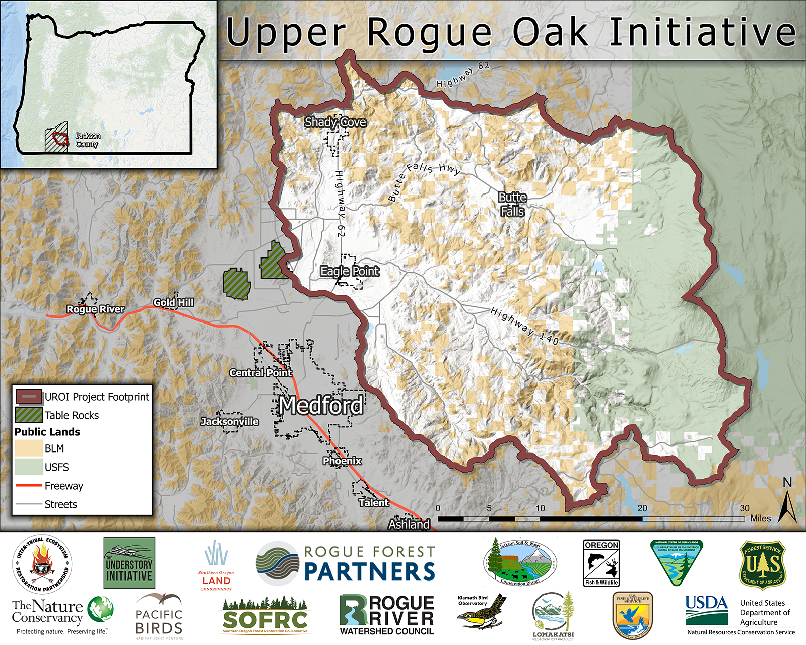 UROI Project Map This shows a map of the Upper Rogue Oak Initiative Project Area