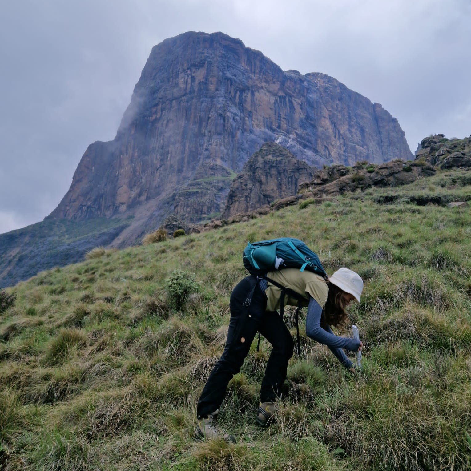Nicole Bison conducting field work in South Africa.