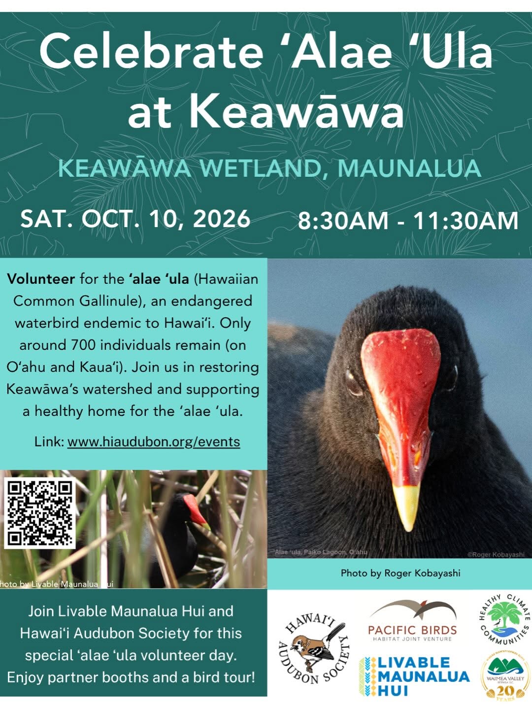Oct-10-Alae-Ula This infographic shares information about the restoration workday on October 10.