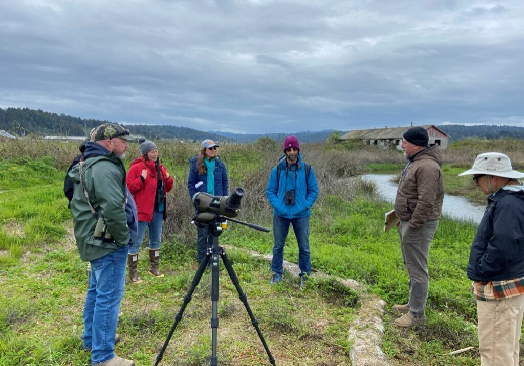 Pacific Birds staff and regional partners gather at a project site on the Elk River.