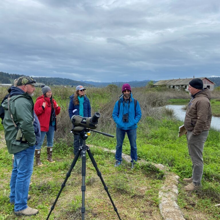 Pacific Birds staff and regional partners gather at a project site on the Elk River.